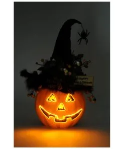 Halloween Kürbis Mit Hexenhut & LED Beleuchtung 56cm 9 Halloween Kürbis Mit Hexenhut & LED Beleuchtung 56cm -Halloween Geschaft beleuchteter halloween kuerbis mit elegantem hexenhut light up halloween pumpkin with witch hat 54761 04