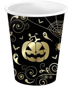 Extravagante Halloween Kürbis Pappbecher 6 St.