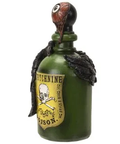 Giftflasche Mit Blutigem Augapfel & Krähe 20cm -Halloween Geschaft giftflasche mit blutigem auge und schwarzem rabe poision bottle with bloody eyeball and raven gothic deko 54745 05