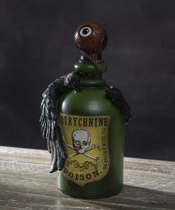 Giftflasche Mit Blutigem Augapfel & Krähe 20cm -Halloween Geschaft giftflasche mit blutigem auge und schwarzem rabe poision bottle with bloody eyeball and raven gothic deko 54745 06