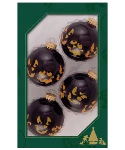 Gruselgesichter Halloween Glitzer Weihnachtskugeln Ø6,5cm 4 Stück