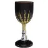 Skeletthand Weinglas Schwarz -Halloween Geschaft gothic weinglas mit skeletthand und totenkoepfen schwarz gold gothic wineglass with skeleton hand und skulls black and gold