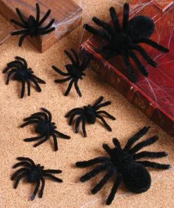 Deko Taranteln Schwarz 8 St. -Halloween Geschaft haarige spinnen schwarz 8 stueck fuzzy spider family black 8 pieces halloween ungeziefer 52657 2