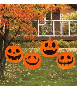 Halloween Kürbis Gesichter Gartenstecker 4 St.