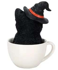 Halloween Katze In Teetasse 16cm -Halloween Geschaft halloween kaetzchen in teetasse halloween kitten in a tea cup halloween tisch deko 51341 03