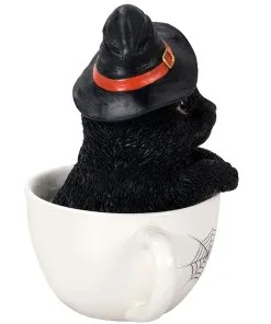 Halloween Katze In Teetasse 16cm -Halloween Geschaft halloween kaetzchen in teetasse halloween kitten in a tea cup halloween tisch deko 51341 04