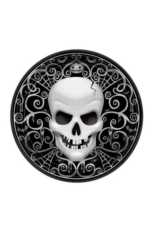 Totenkopf Pappteller Halloween 8 St. 3 Totenkopf Pappteller Halloween 8 St.