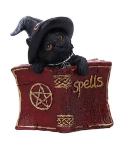 Schwarzes Hexenkätzchen Mit Rotem Zauberbuch 8,2cm