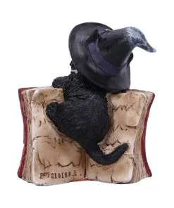 Schwarzes Hexenkätzchen Mit Rotem Zauberbuch 8,2cm -Halloween Geschaft schwarze hexenkatze mit rotem zauberbuch black witchs cat familiar with red grimoire gothic deko und figuren 52417 4