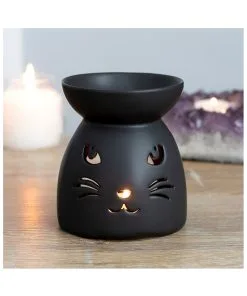 Schwarze Katze Duftöl Brenner -Halloween Geschaft schwarze katze duftoel lampe black cat cut out oil burner halloween tischdeko 50804 03