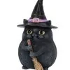 Schwarze Katze Mit Besen & Hexenhut 2 Schwarze Katze Mit Besen & Hexenhut -Halloween Geschaft schwarze katze mit hexenhut black cat with witch hat and broom gothic figur geschenkartikel 39255 01