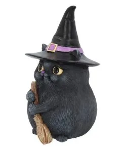 Schwarze Katze Mit Besen & Hexenhut 9 Schwarze Katze Mit Besen & Hexenhut -Halloween Geschaft schwarze katze mit hexenhut black cat with witch hat and broom gothic figur geschenkartikel 39255 02