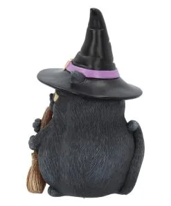 Schwarze Katze Mit Besen & Hexenhut 10 Schwarze Katze Mit Besen & Hexenhut -Halloween Geschaft schwarze katze mit hexenhut black cat with witch hat and broom gothic figur geschenkartikel 39255 03