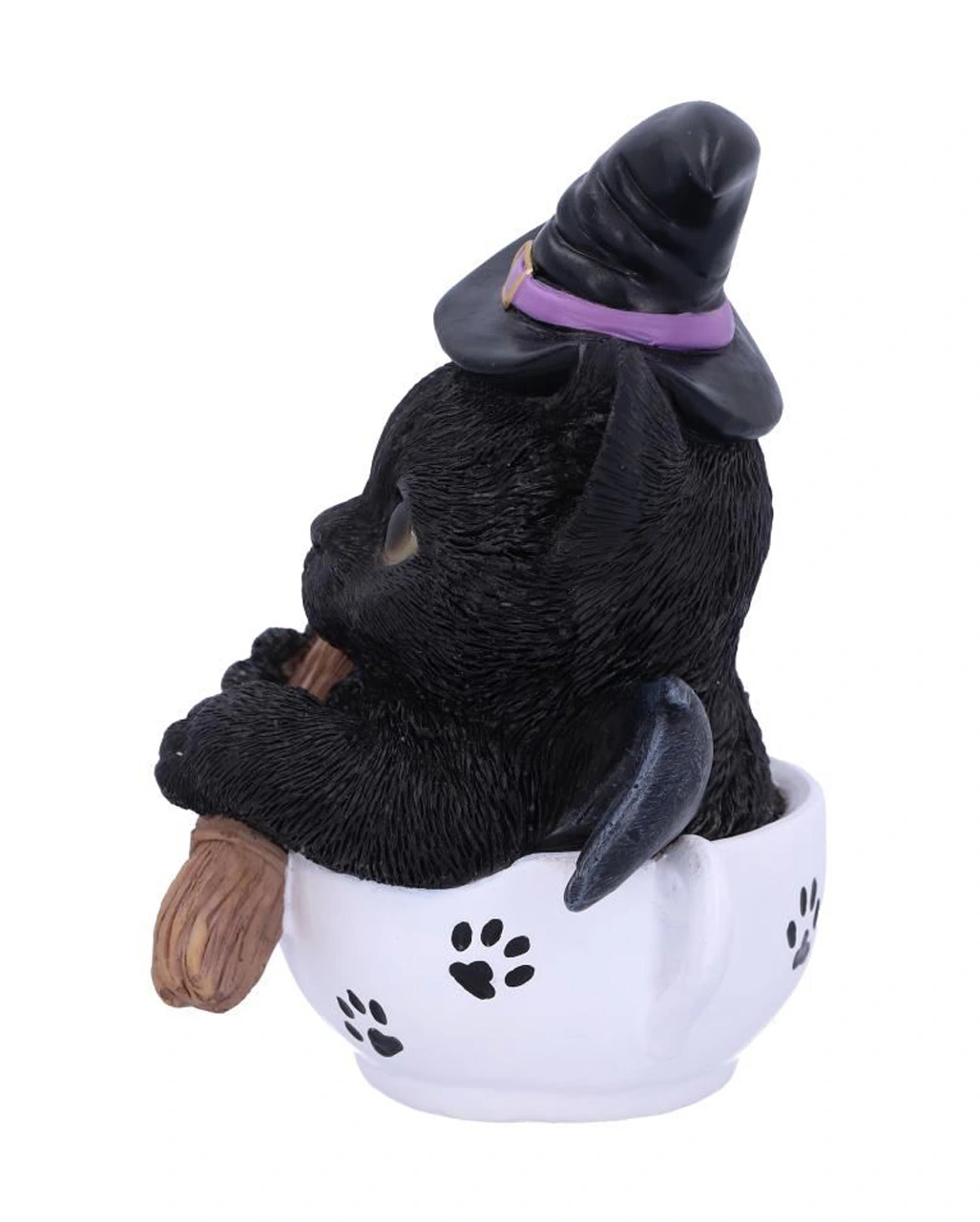 Schwarzes Hexen Kätzchen Mit Hexenbesen In Teetasse 4 Schwarzes Hexen Kätzchen Mit Hexenbesen In Teetasse – Bild 2