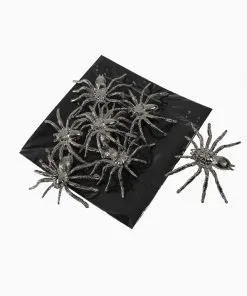 Silberne Deko Spinnen 8 Stück