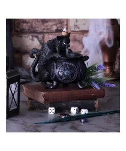 Spite's Hexenkessel Backflow Räucherkegelhalter -Halloween Geschaft spites hexenkessel raeucherkegelhalter gothic und halloween wohnungsdeko cat with cauldron backflow incense burner 51792 5