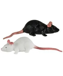 Gummi Ratte 11cm - Schwarz / Weiß