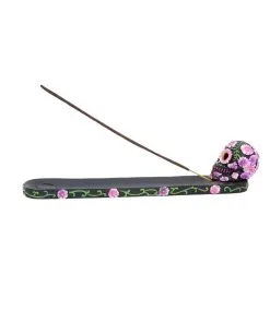 Sugar Skull Mit Blumen Räucherstäbchen Halter -Halloween Geschaft sugar skull mit flowers raeucherstaebchen halter sugar skull with flowers incense burner 50735 03