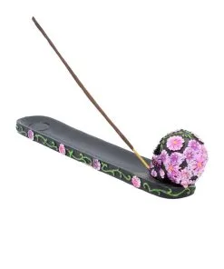 Sugar Skull Mit Blumen Räucherstäbchen Halter -Halloween Geschaft sugar skull mit flowers raeucherstaebchen halter sugar skull with flowers incense burner 50735 04