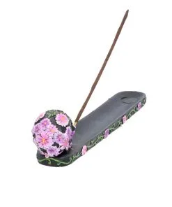 Sugar Skull Mit Blumen Räucherstäbchen Halter -Halloween Geschaft sugar skull mit flowers raeucherstaebchen halter sugar skull with flowers incense burner 50735 05