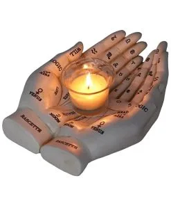 Weiße Chiromantie-Hände Teelichthalter -Halloween Geschaft weisse handlese haende kerzenhalter weisse chiromantie haende teelichthalter 51058 06