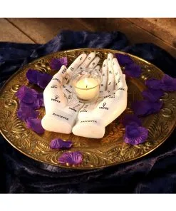 Weiße Chiromantie-Hände Teelichthalter -Halloween Geschaft weisse handlese haende kerzenhalter weisse chiromantie haende teelichthalter 51058 07