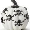 Kürbis Mit Totenschädeln Weiß 13cm -Halloween Geschaft weisser kuerbis mit totenkoepfen 13cm white pumpkin with skulls halloween kuerbis deko 54696