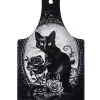 Witches Kitchen & Katze Küchenbrett & Servierplatte -Halloween Geschaft witches kitchen mit katze schneidbrett und servierplatte witches kitchen and cat chopping board and serving trivet 52727 01